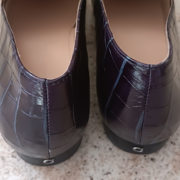 Coach Croc-Embossed Loafers in Deep Plum with Beaded Trim - Picture 5 of 7